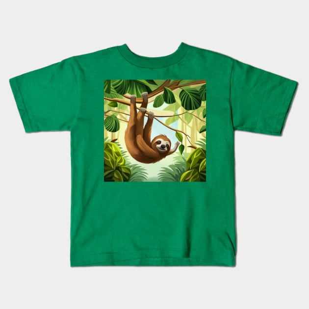 Smiling Sloth Kids T-Shirt by ArtisticEnvironments